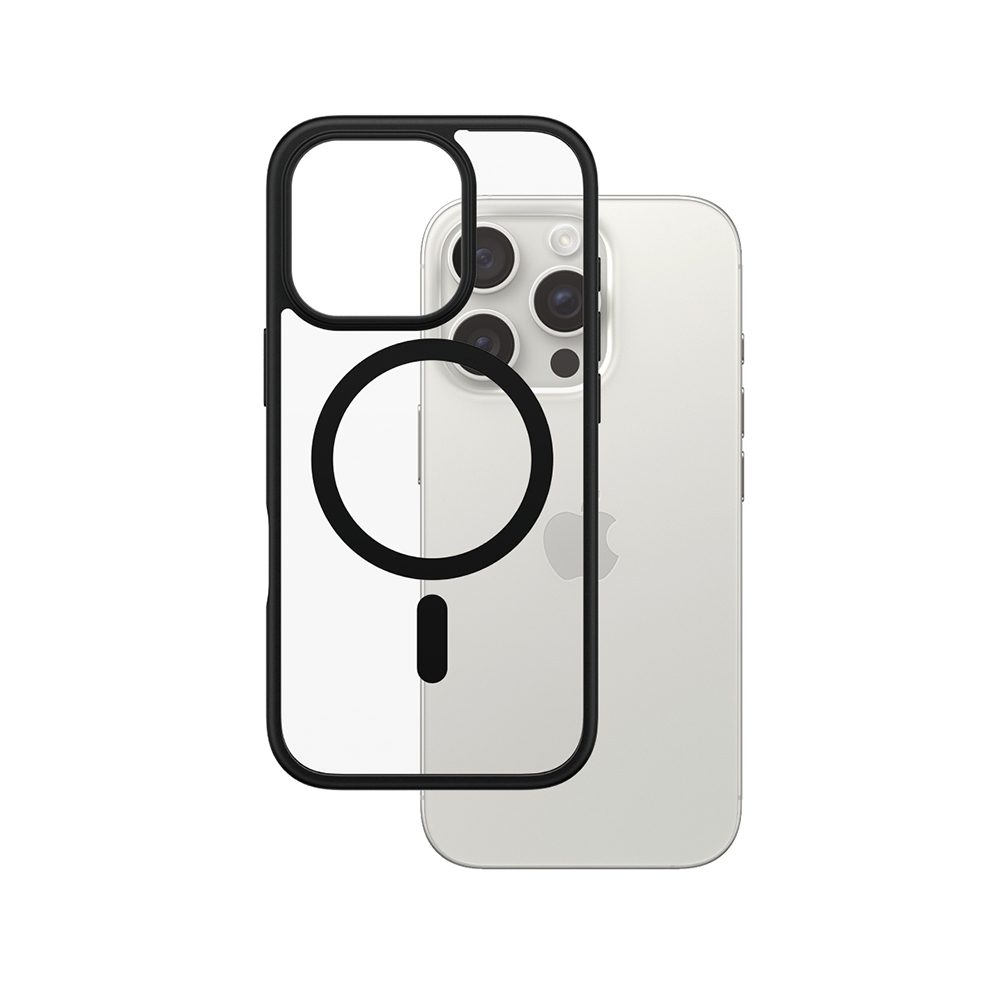 Levně PanzerGlass® HardCase Black MagSafe &amp; Frame Series iPhone 16 Pro průhledný
