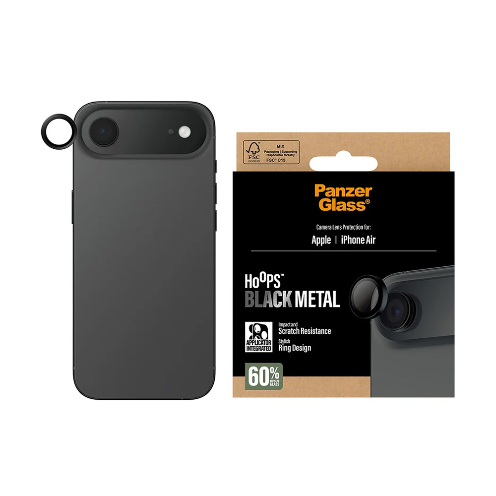 Levně PanzerGlass Hoops Ochrana čočky fotoaparátu iPhone 17 Air černá