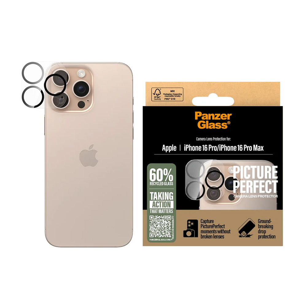 Levně PanzerGlass PicturePerfect ochrana čočky fotoaparátu iPhone 16 Pro/Pro Max průhledná