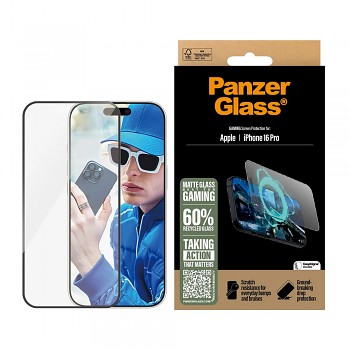 PanzerGlass Ultra-Wide Fit herní ochranné sklo iPhone 16 Pro matná černá
