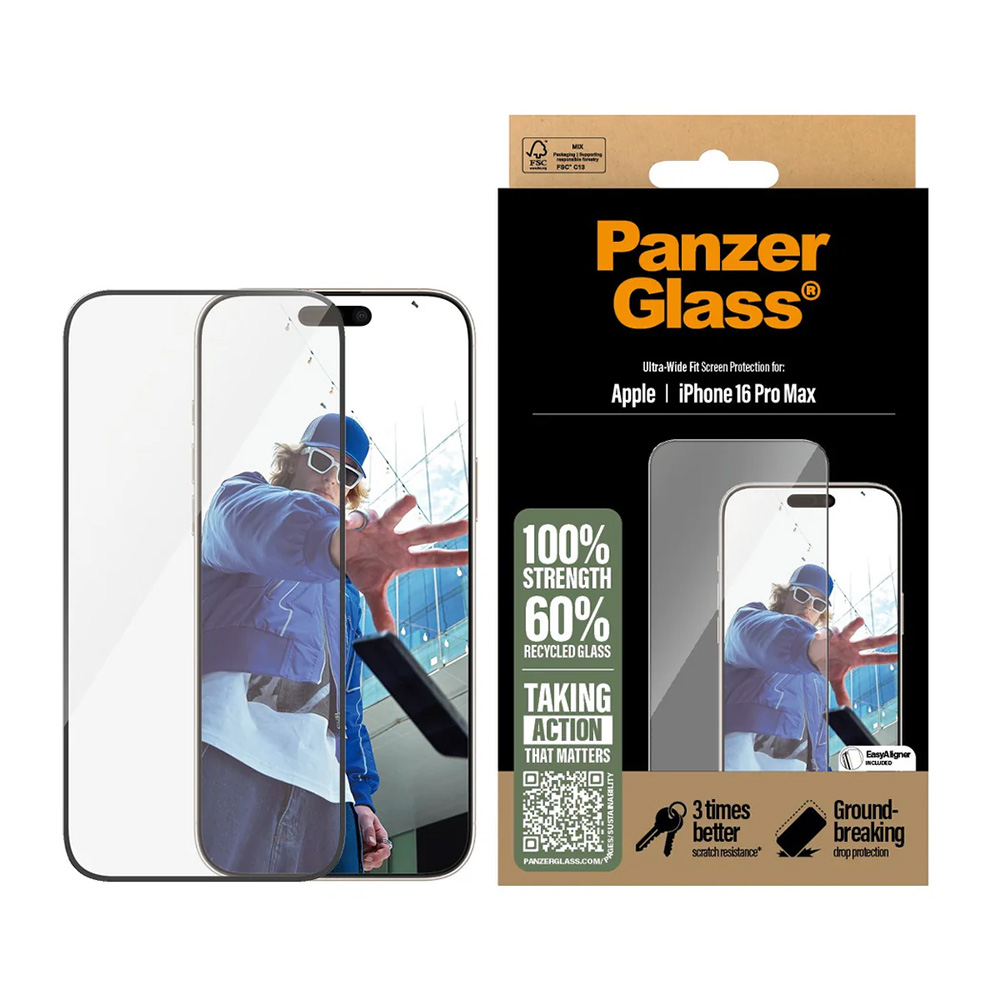 Levně PanzerGlass Ultra-Wide Fit ochranné sklo iPhone 16 Pro Max černé