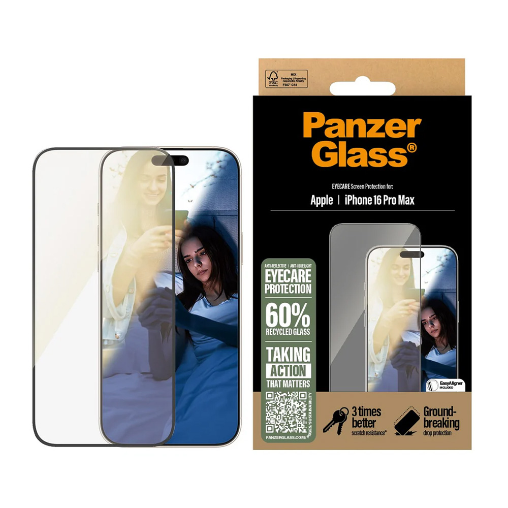Levně PanzerGlass Ultra-Wide Fit EyeCare ochranné sklo iPhone 16 Pro Max černé
