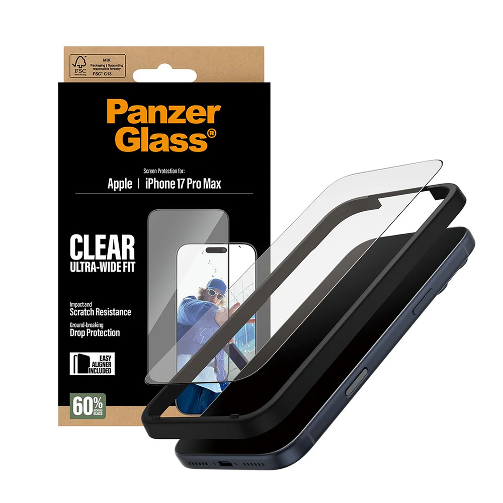 Levně PanzerGlass Ultra-Wide Fit ochranné sklo s EasyAlignerem iPhone 17 Pro Max černé