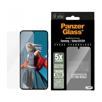 PanzerGlass Ultra-Wide Fit keramická ochrana displeje s EasyAligner Samsung Galaxy S25 S24 čirá