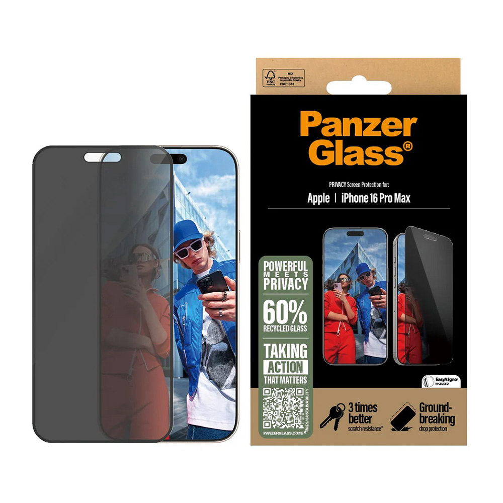 Levně PanzerGlass Ultra-Wide Fit Privacy Screen Protector s EasyAlignerem iPhone 16 Pro Max černý