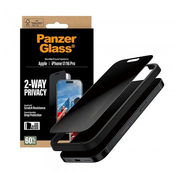 PanzerGlass Ultra-Wide Fit 2-Way Privacy ochranné sklo s EasyAlignerem iPhone 17 iPhone 16 Pro černé