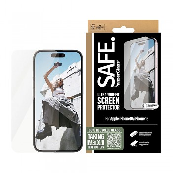 PanzerGlass® SAFE Ultra-Wide Fit Ochranné sklo iPhone 16 iPhone 15 Čiré