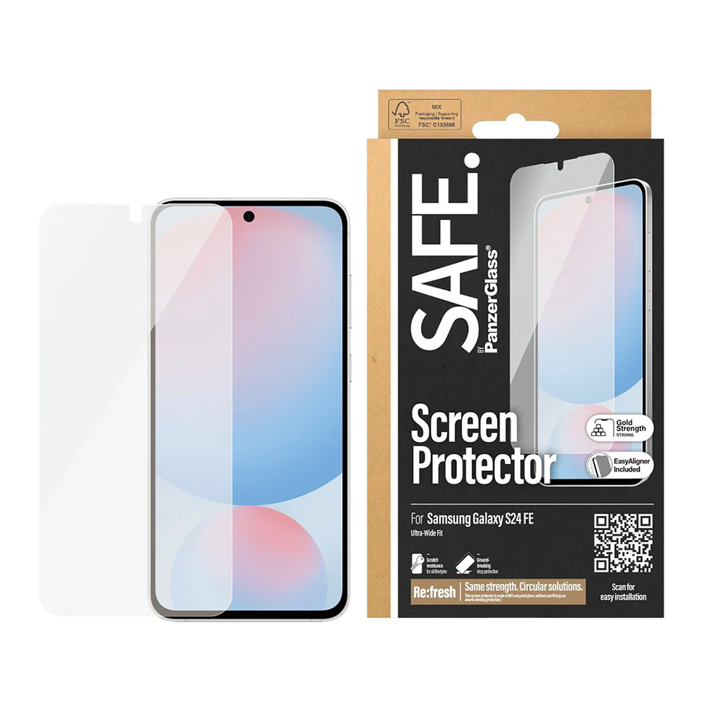 Levně PanzerGlass SAFE Ultra-Wide Fit ochranné sklo s aplikátorem Samsung Galaxy S24 FE čiré