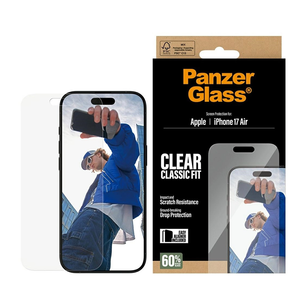 Levně PanzerGlass® Classic Fit ochranné sklo s EasyAlignerem iPhone 17 Air čiré