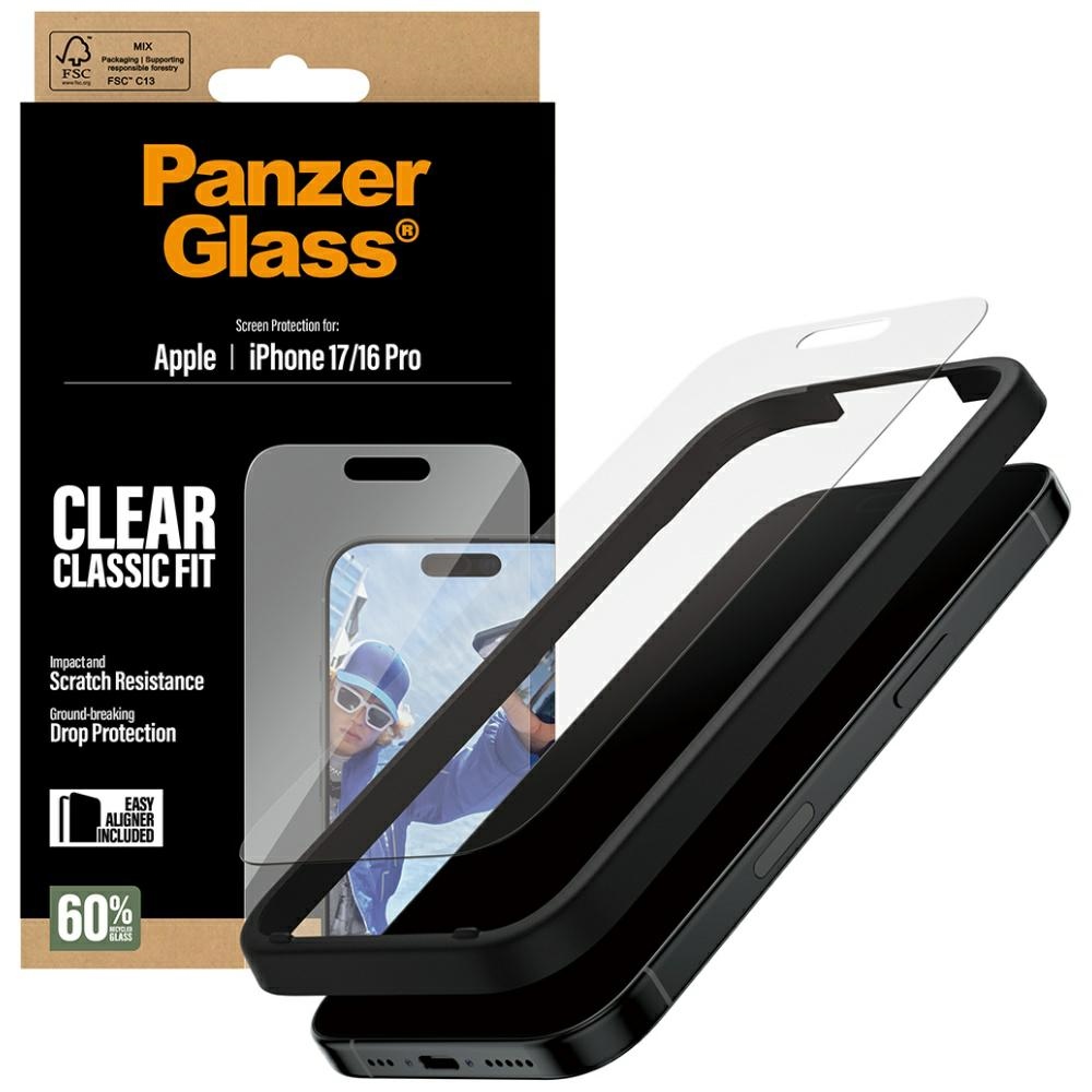 Levně PanzerGlass® Classic Fit ochranné sklo s EasyAlignerem iPhone 17 iPhone 16 Pro čiré