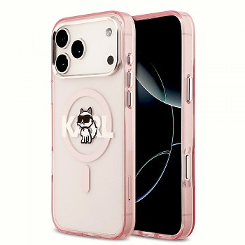 Karl Lagerfeld IML Choupette Sketch Logo MagSafe iPhone 17 Pro Max růžová