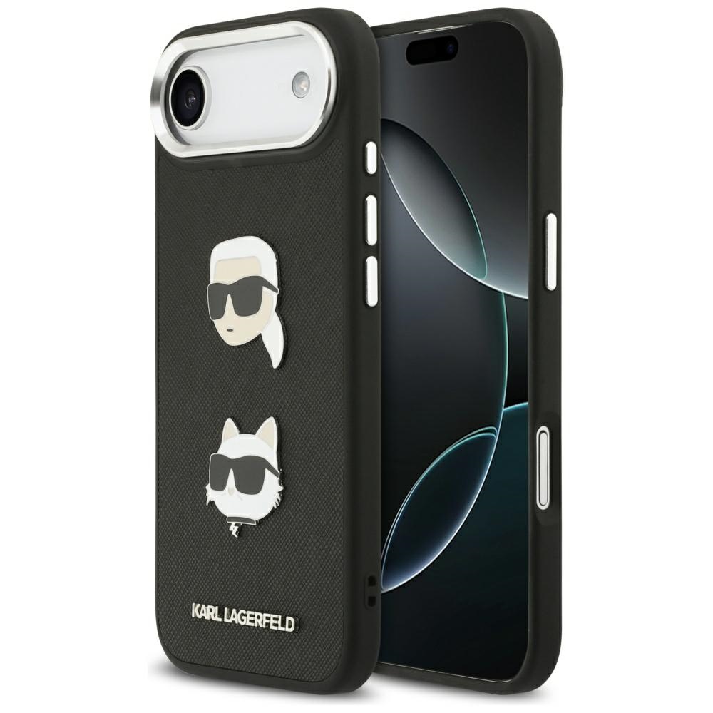 Karl Lagerfeld FW Grained Karl &amp; Choupette Heads Pins &amp; Logo iPhone 17 Air černá