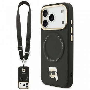 Karl Lagerfeld Hardcase Big Strap Karl Metal Logo MagSafe iPhone 17 Pro Max černá