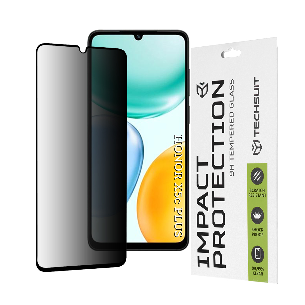 Levně Ochranné sklo Techsuit 111D Privacy Full Glue pro Honor X5c Plus černé