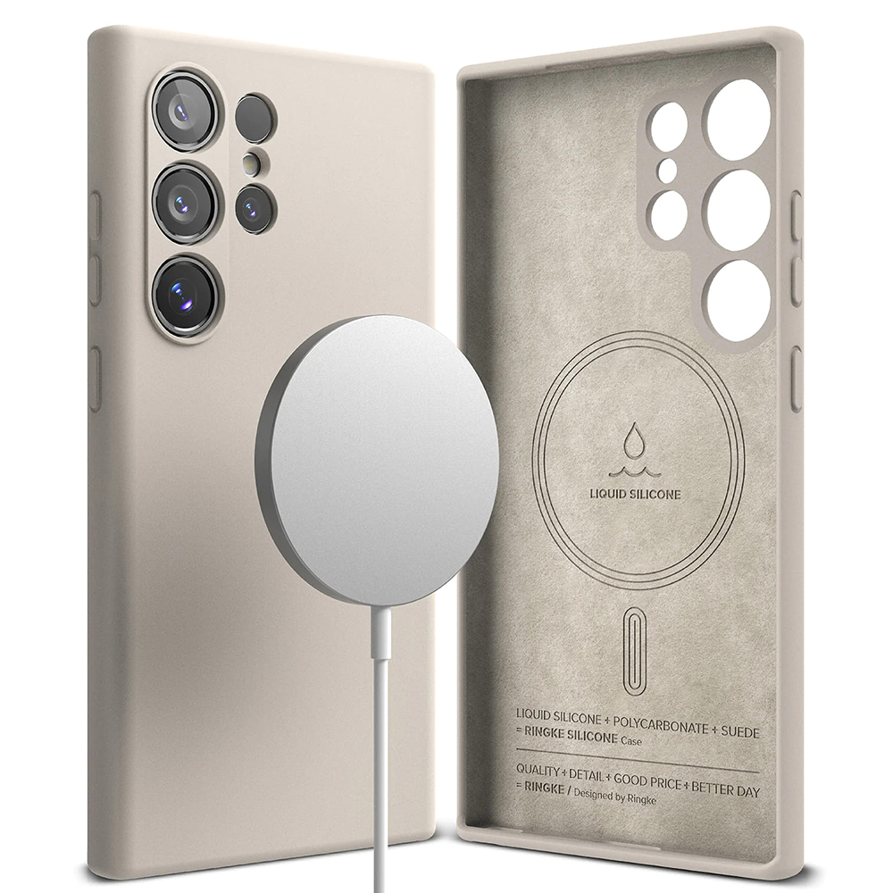 Levně Ringke silikonové magnetické MagSafe pouzdro pro Samsung Galaxy S24 Ultra kamenné