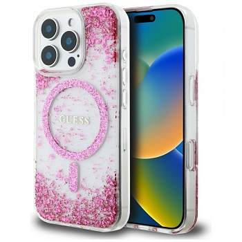 Guess Resin Bottom Glitter MagSafe GUHMP16LRGRGEP iPhone 16 Pro růžový