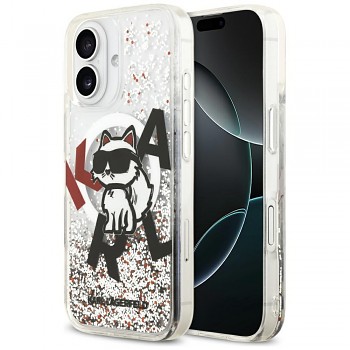 Karl Lagerfeld liquid glitter Choupette Logo MagSafe iPhone 17 průhledný