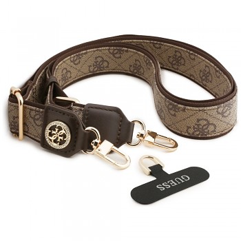 Guess Strap Tether Patch 4G Strass Metal Logo univerzální nastavitelný hnědý