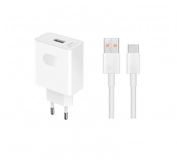 Cestovní nabíječka HN-110600E00 Honor Original 66W + USB-C Datový Kabel  White