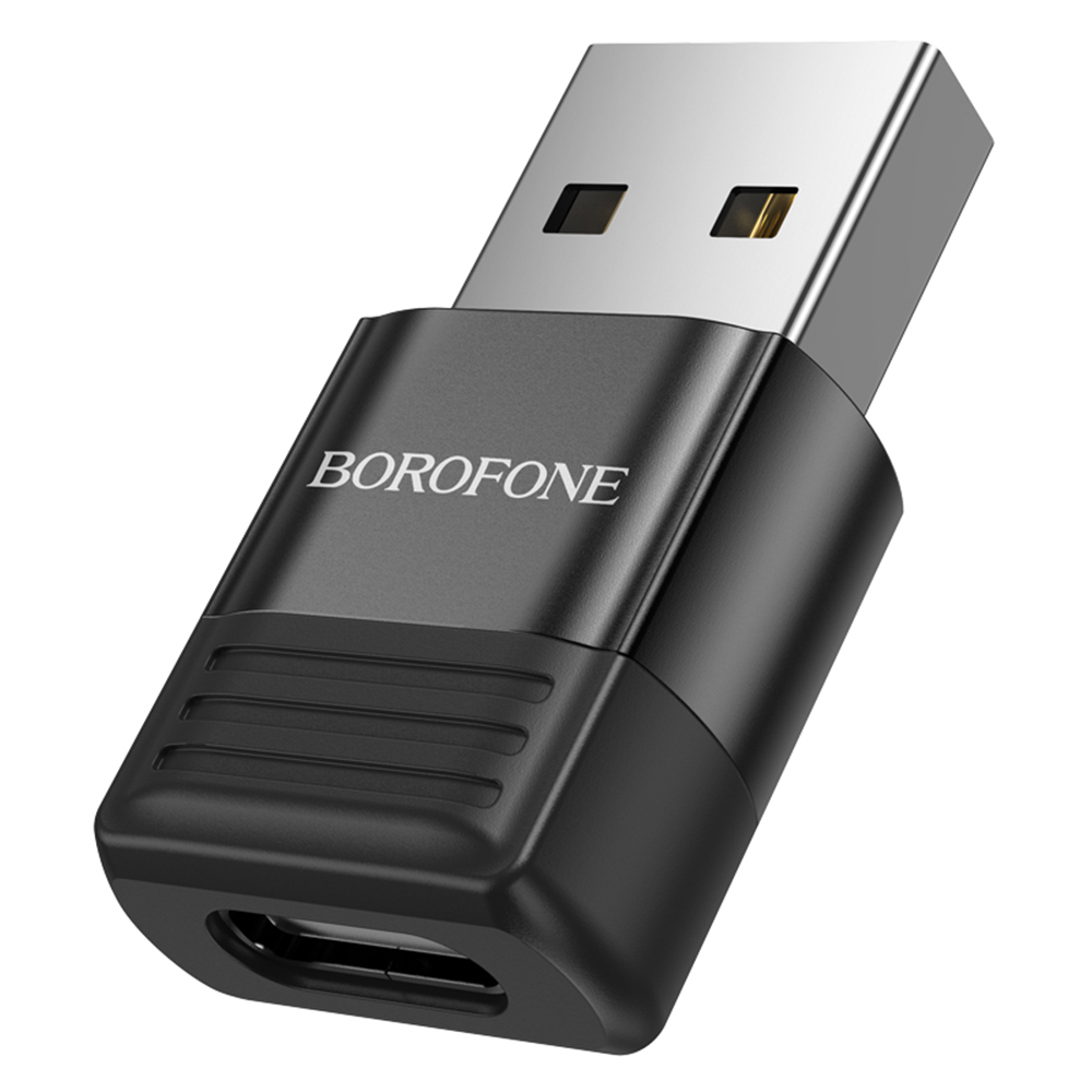 Levně Borofone adaptér BV18 USB2.0 na Type-C s OTG a rychlým nabíjením 3A černý