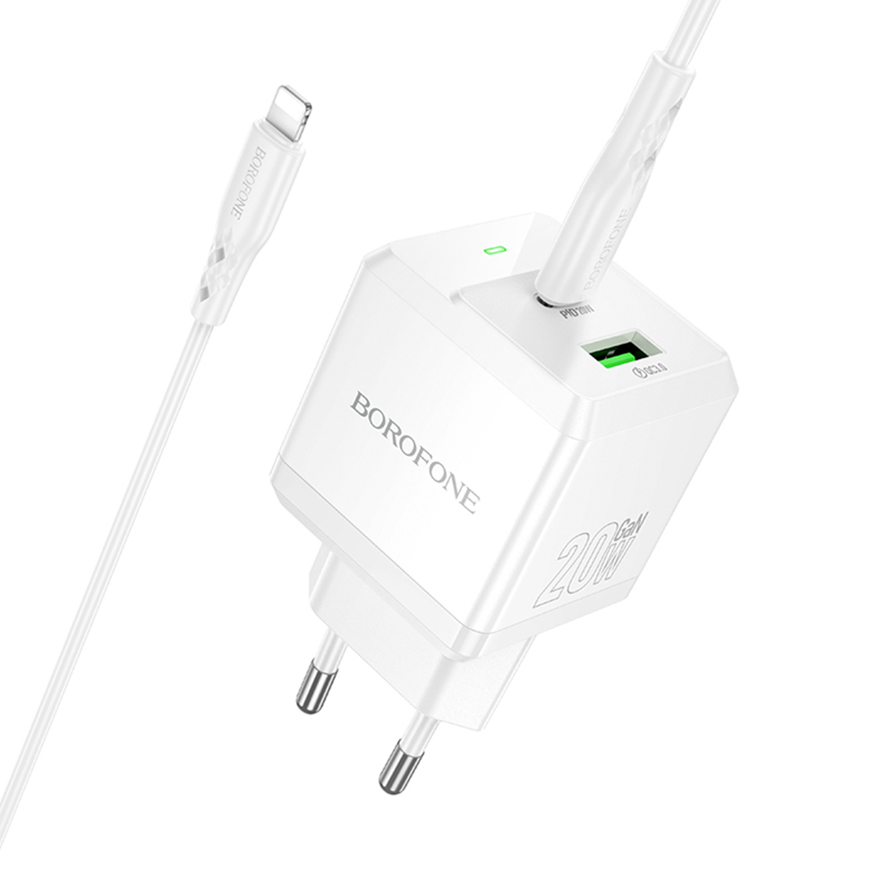 Borofone Intenso BN19 síťová nabíječka s kabelem Type-C na Lightning bílá
