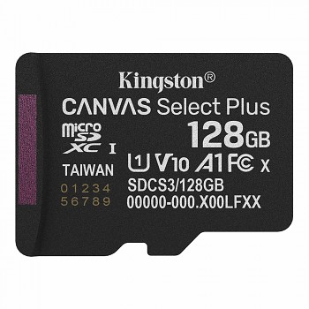 Kingston paměťová karta Canvas Select Plus MicroSDXC 128GB 150MBs A1