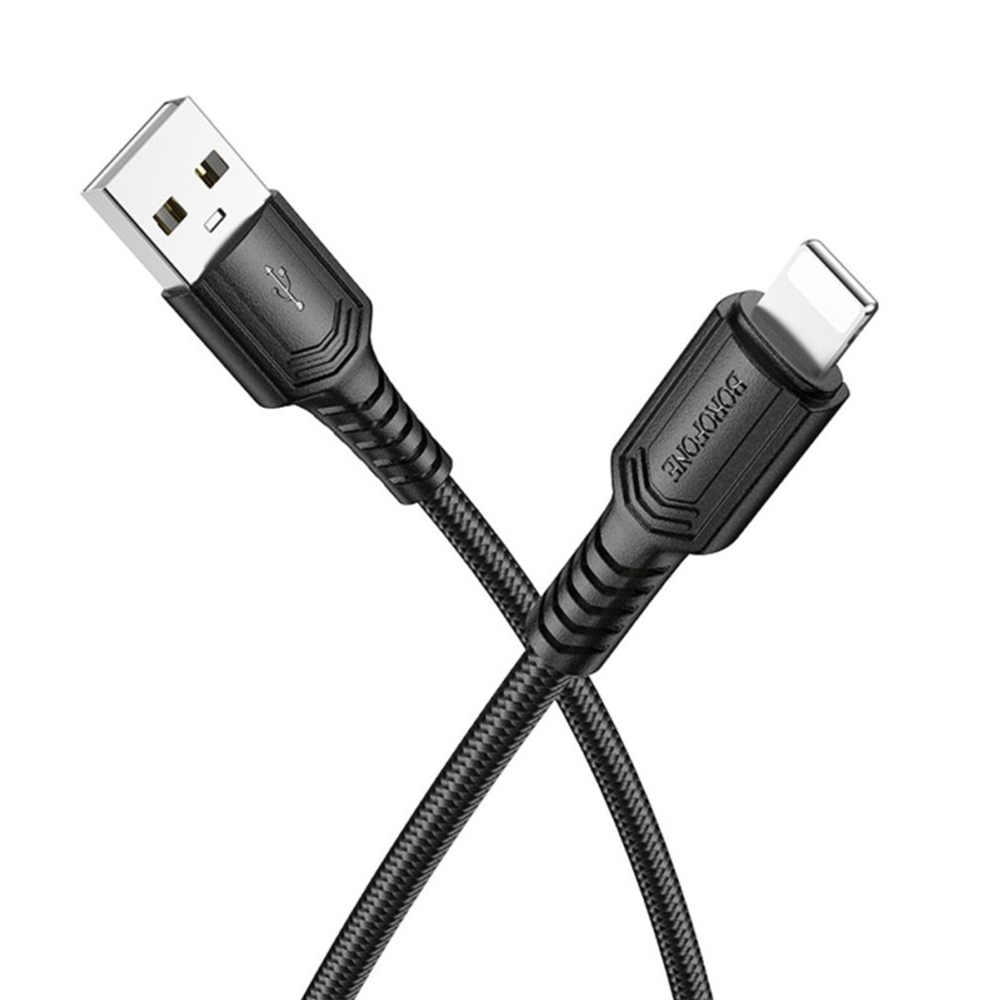 Levně Borofone datový kabel Certain Series BX116 USB na Lightning nylon 2.4A 1m černý