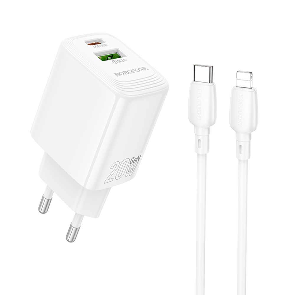 Levně Borofone síťová nabíječka Fuente BN27 USB-C Lightning kabel bílá