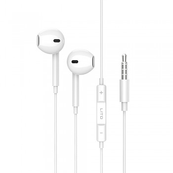 Lito LF01A drátová sluchátka jack 3.5mm s HD mikrofonem bílá