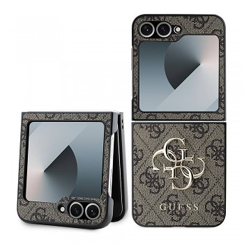 Guess kožené 4G Metal Logo pro Samsung Galaxy Z Flip6 / Flip7 FE hnědé