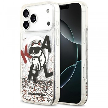 Karl Lagerfeld Liquid Glitter Choupette Logo MagSafe iPhone 17 Pro Max čirý