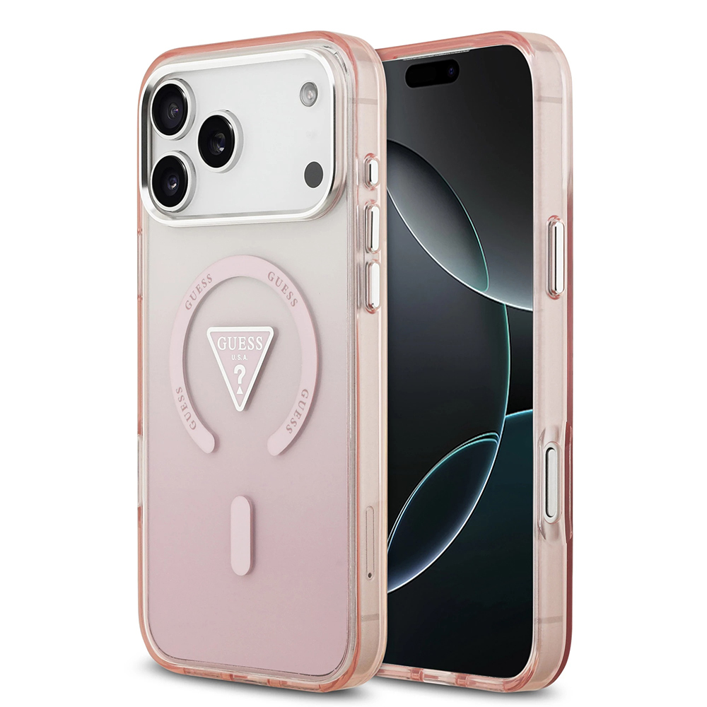 Levně Guess IML Gradient Triangle Logo MagSafe iPhone 17 Pro Max růžový