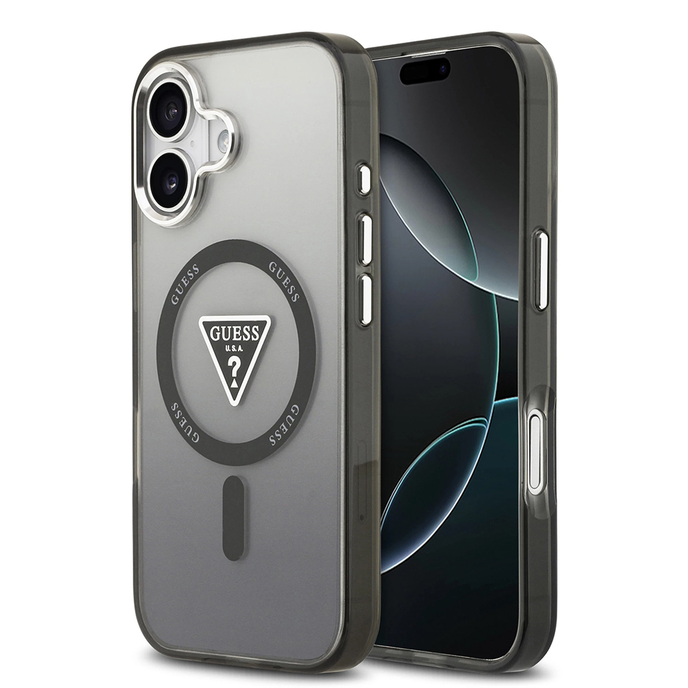 Levně Guess IML Gradient Triangle Logo MagSafe pro iPhone 17 černý