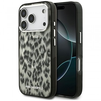 Karl Lagerfeld IML Leopard Pattern MagSafe iPhone 17 Pro hnědý