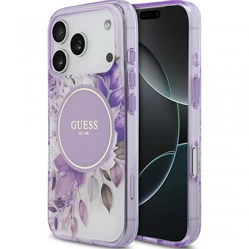 Guess IML Flower & Tonal Circle MagSafe iPhone 17 Pro Max fialové