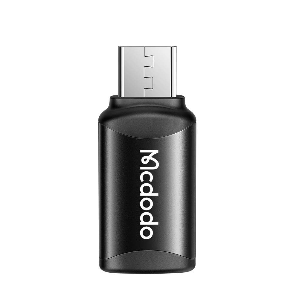 Levně Mcdodo - OTG adaptér (OT-7690) - USB-C na micro USB, hliníková slitina, nabíjení a synchronizace dat - černý