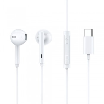 Mcdodo – kabelová sluchátka (HP-7500) – s ovládáním hlasitosti, Type-C, čip DAC, Hi-Res Audio, 1,2m – bílá