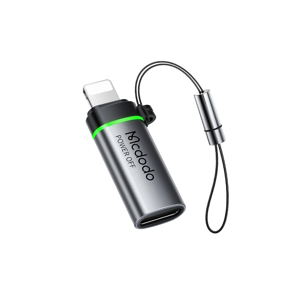 Levně Mcdodo - adaptér s automatickým vypnutím (OT-2590) - USB-C na Lightning, 36W, 3A, 480Mbps, čip E-Mark, rychlé nabíjení, poutko - černý