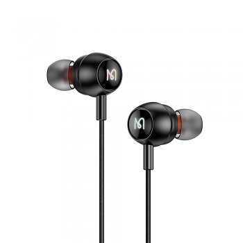 Mcdodo – kabelová sluchátka (HP-5830) – USB-C, RGB osvětlení, hliníková slitina, nylon, DAC, design do uší, 1,2m – černá