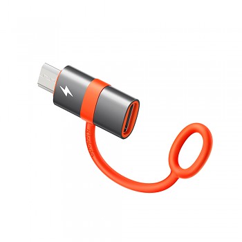 Mcdodo – adaptér (OT-3820) – se silikonovým háčkem, hliníková slitina, USB-C na micro USB, 3A, přenosný design, plug & play – šedá