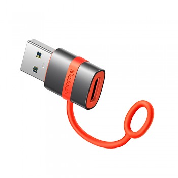 Mcdodo – adaptér (OT-3800) – se silikonovým háčkem, hliníková slitina, USB-C na USB 3.0, 5Gbps, přenosný design, Plug&Play – šedá