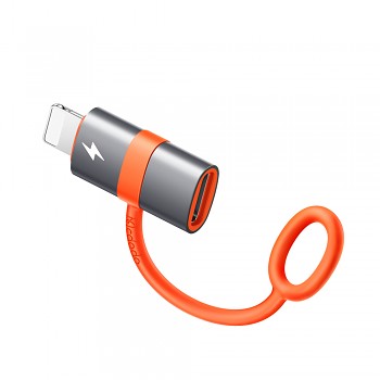 Mcdodo – adaptér (OT-0510) – se silikonovým háčkem, hliníkovou slitinou, USB-C na Lightning, 36W přenosný design – šedá