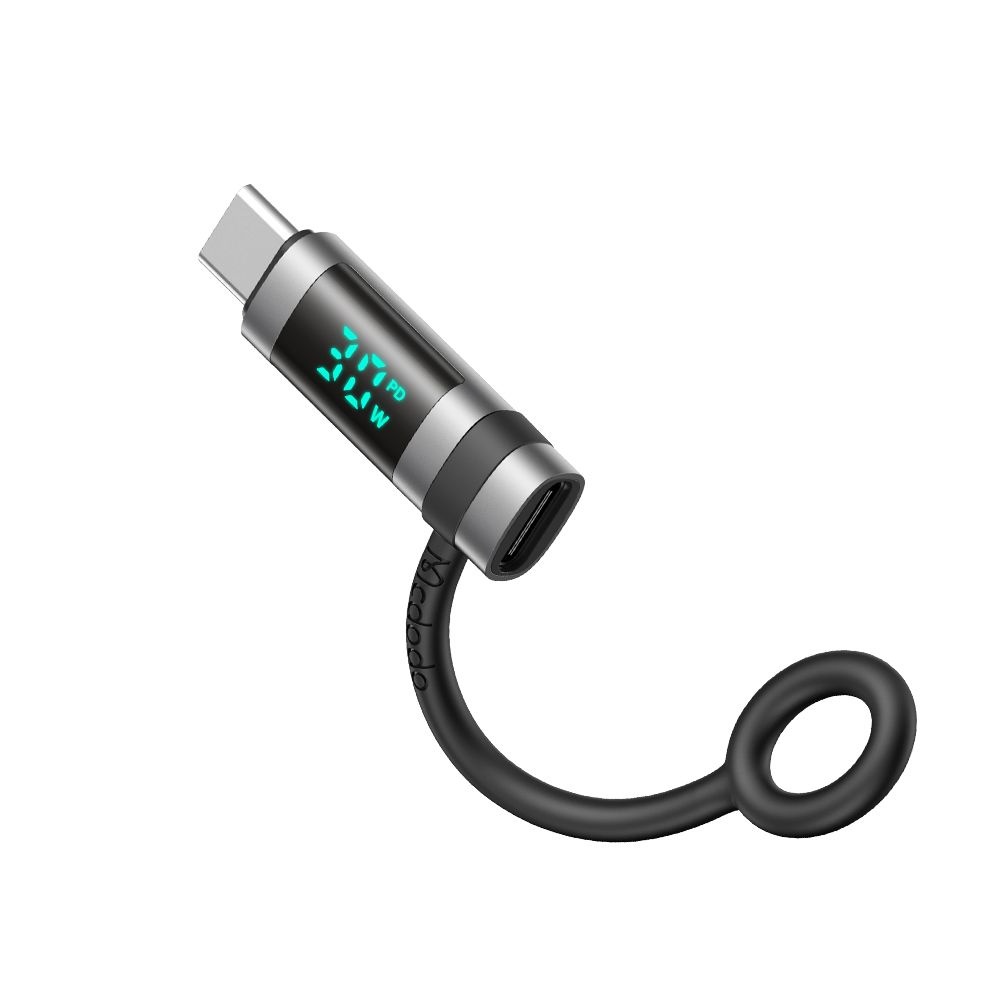 Levně Mcdodo – adaptér řady Pigeon (OT-0180) – silikonový háček, hliníková slitina, lightning na USB-C, 60W, HD LED displej – černý