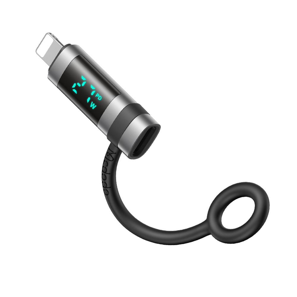 Levně Mcdodo - adaptér řady Pigeon (OT-2610) - se silikonovým háčkem, hliníkovou slitinou, USB-C na Lightning 36W, HD LED displej - černý
