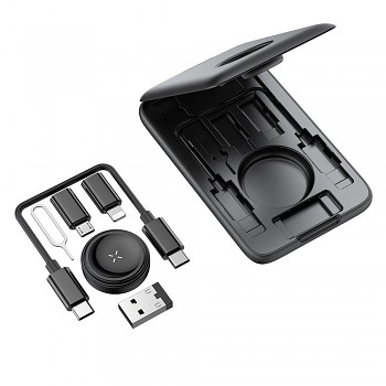 Mcdodo - organizér příslušenství 8v1 (CH-2440) - s vestavěnou nabíječkou Apple Watch, rychlé nabíjení, přenosný design - černá