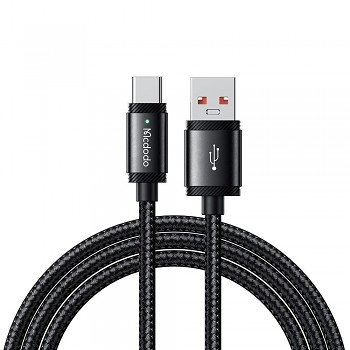 Mcdodo – datový kabel (CA-4730) – USB-A na Type-C, rychlonabíjení, 6A, 120W, LED indikátor, 1,5m – černý