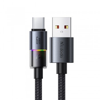 Mcdodo – datový kabel (CA-8180) – se 7 barevnými světly, USB-A na USB-C, 6A, 1,2m – černý