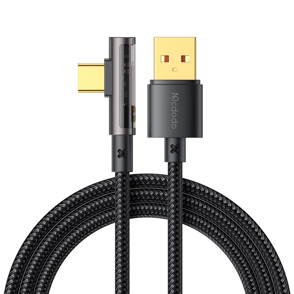 Levně Mcdodo – datový kabel (CA-3380) – USB-C na USB-A, 90stupňový design, 6A, transparentní design, 1,2m – černý