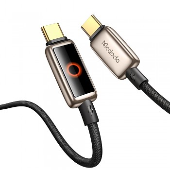 Mcdodo – datový kabel (CA-6681) – s dýchajícím světelným LED displejem, USB-C na USB-C, automatické vypnutí, 100W, 1,2m – Desert Gold