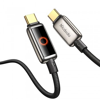 Mcdodo – datový kabel (CA-6680) – s dýchajícím světelným LED displejem, USB-C na USB-C, automatické vypnutí, 100W, 1,2m – černý